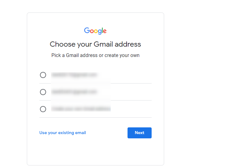 Choose a unique username for your new Gmail address.